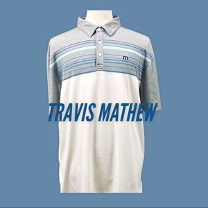 Men’s TravisMatthew Golf Short Sleeve Polo Shirt Banner Across Top Of Chest XXL